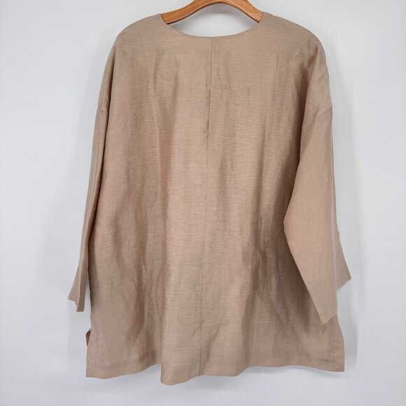 Modern Soul Womens Beige Linen Blend Jacket Pockets Unique Button Size Large - Picture 7 of 13